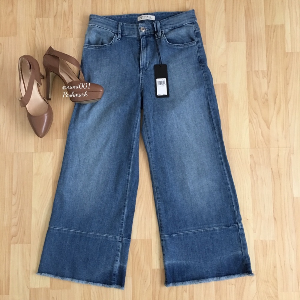 Guess Wide Leg Cropped Denim Jeans